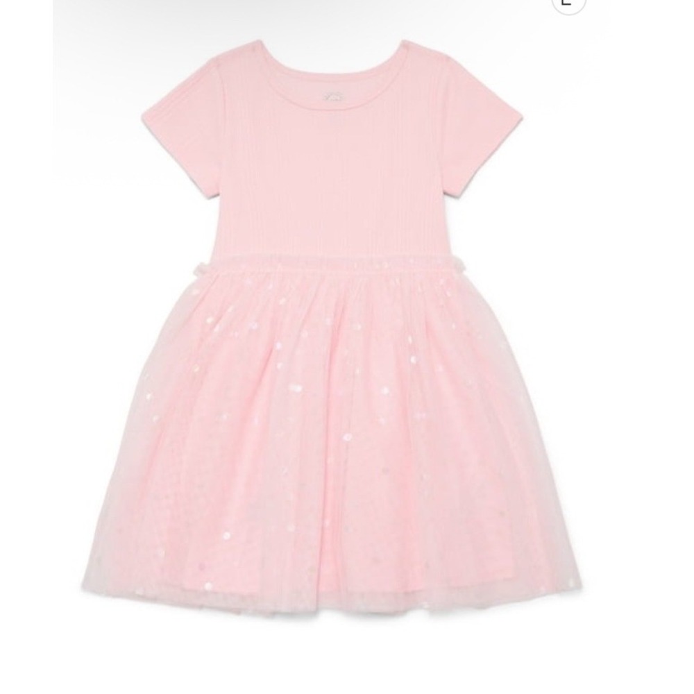 New Wonder Nation Girls Pink Ribbed Tutu Dress XL 14/16 Sequin Tulle Skirt